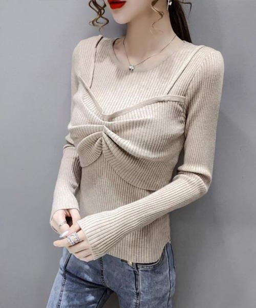 Flugge(フラッジー)の「ビスチェ付き長袖トップス(その他トップス・レディース・ブラック/ベージュ・MEDIUM/LARGE)」の5枚目の写真