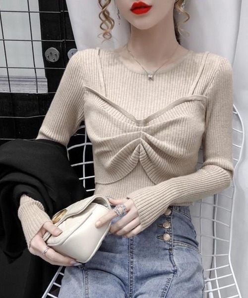 Flugge(フラッジー)の「ビスチェ付き長袖トップス(その他トップス・レディース・ブラック/ベージュ・MEDIUM/LARGE)」の6枚目の写真