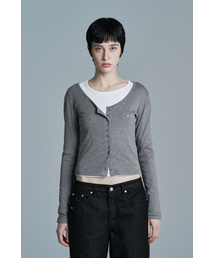 BUTTON LONG SLEEVE CARDIGAN MELANGE