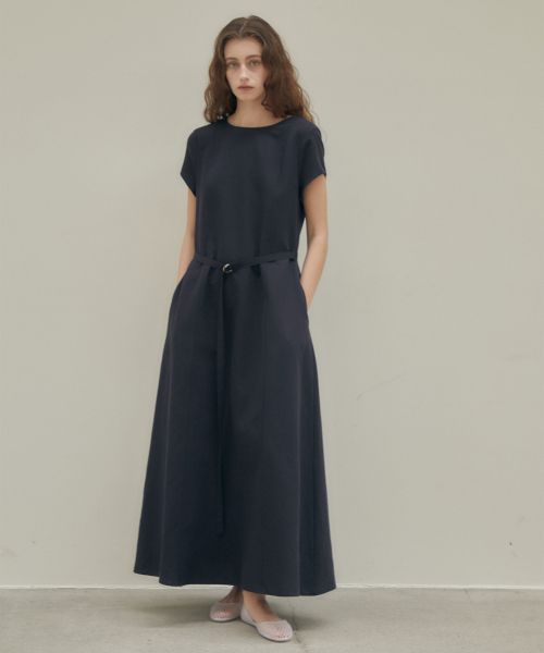 Belt short sleeve one piece_navy