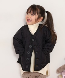 OMNES（オムネス）の「裏ファー高密度ナイロンキルティングノーカラージャケット KIDS（ナイロンジャケット）」