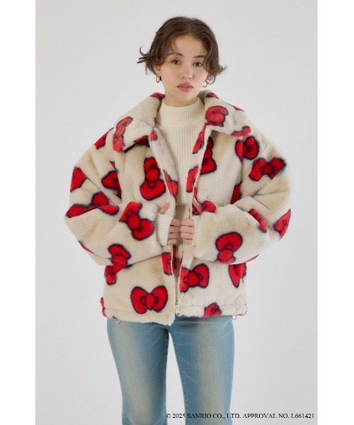 RODEO CROWNS WIDE BOWL（ロデオクラウンズワイドボウル）の「(サンリオキャラクターズ)KITTY フェイクファーコート（その他アウター・レディース・ブラック系その他/レッド系その他・FREE）」の10枚目の写真