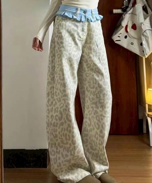 almo(アルモ)の「【LAMPOON】レオパードフリルウエストパンツ(その他パンツ・レディース・アイボリー・SMALL/MEDIUM/LARGE)」の3枚目の写真