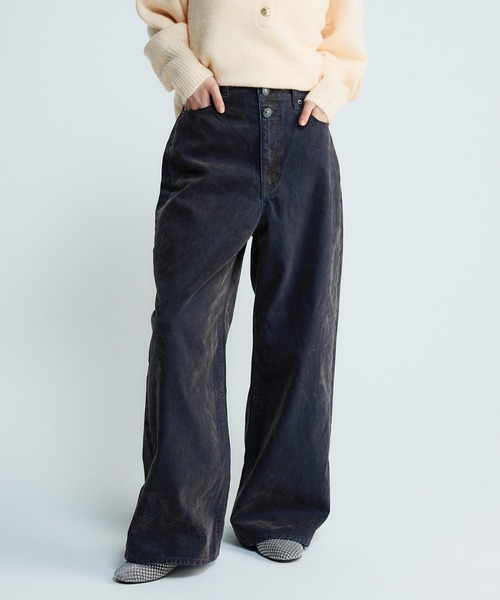 JEANASIS（ジーナシス）の「フロッキーワイドデニム/634876（デニムパンツ・レディース・ブラック系その他/ブラウン系その他/グリーン系その他・SMALL/MEDIUM）」の2枚目の写真
