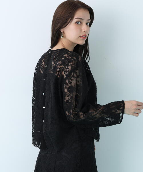 PINKY&DIANNE（ピンキーアンドダイアン）の「◆スカラレースブラウス（シャツ/ブラウス・レディース・ホワイト/ブラック・38）」の4枚目の写真