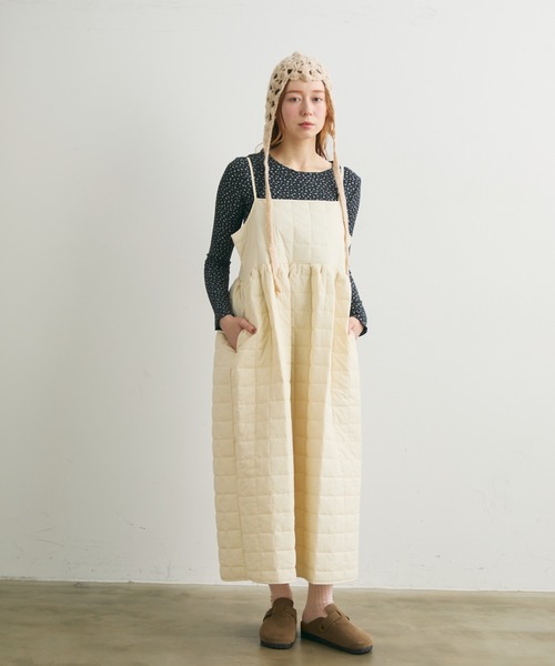 Crisp(クリスプ)の「キルトキャミワンピース(ワンピース・レディース・ブラック/アイボリー・FREE)」の14枚目の写真