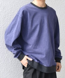 【SHIPS any別注】ONEITA: ケミカルウォッシュ リラックス リンガー Tシャツ(ロンT)◇