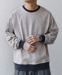 【SHIPS any別注】ONEITA: ケミカルウォッシュ リラックス リンガー Tシャツ(ロンT)◇