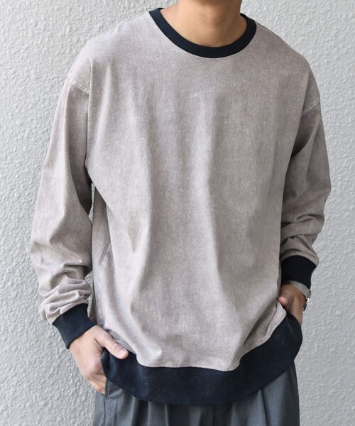SHIPS any(シップス エニィ)の「【SHIPS any別注】ONEITA: ケミカルウォッシュ リラックス リンガー Tシャツ(ロンT)◇(Tシャツ/カットソー・メンズ・レッド/ブラック/ネイビー/グレー・X-LARGE/LARGE/MEDIUM/SMALL)」の7枚目の写真