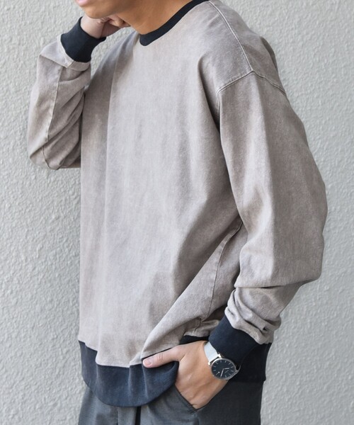 SHIPS any(シップス エニィ)の「【SHIPS any別注】ONEITA: ケミカルウォッシュ リラックス リンガー Tシャツ(ロンT)◇(Tシャツ/カットソー・メンズ・レッド/ブラック/ネイビー/グレー・X-LARGE/LARGE/MEDIUM/SMALL)」の8枚目の写真