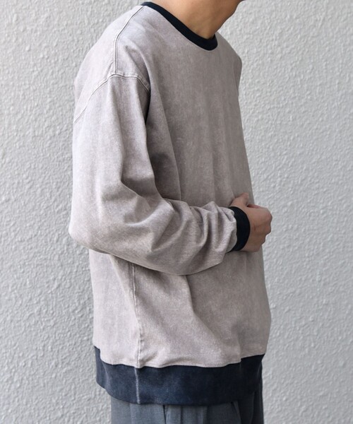 SHIPS any(シップス エニィ)の「【SHIPS any別注】ONEITA: ケミカルウォッシュ リラックス リンガー Tシャツ(ロンT)◇(Tシャツ/カットソー・メンズ・レッド/ブラック/ネイビー/グレー・X-LARGE/LARGE/MEDIUM/SMALL)」の9枚目の写真