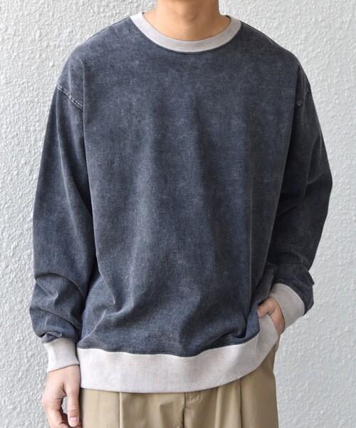 SHIPS any(シップス エニィ)の「【SHIPS any別注】ONEITA: ケミカルウォッシュ リラックス リンガー Tシャツ(ロンT)◇(Tシャツ/カットソー・メンズ・レッド/ブラック/ネイビー/グレー・X-LARGE/LARGE/MEDIUM/SMALL)」の12枚目の写真