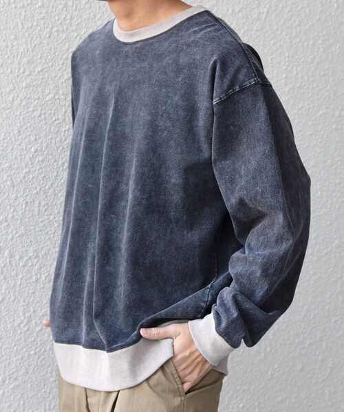 SHIPS any(シップス エニィ)の「【SHIPS any別注】ONEITA: ケミカルウォッシュ リラックス リンガー Tシャツ(ロンT)◇(Tシャツ/カットソー・メンズ・レッド/ブラック/ネイビー/グレー・X-LARGE/LARGE/MEDIUM/SMALL)」の13枚目の写真