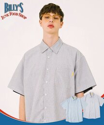 MAINBOOTH（メインブース）の「Billys Oversized Stripe Shirts(GRAY)（シャツ/ブラウス）」