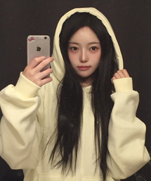 オーバーサイズフードジップアップクリーム