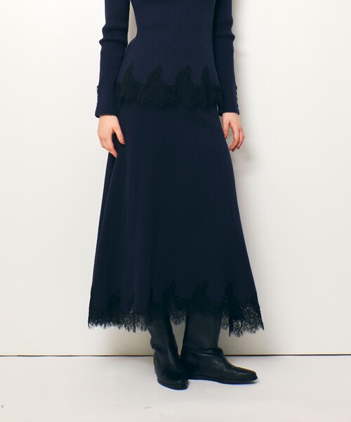 allureville（アルアバイル）の「レースドッキングニットスカート（スカート・レディース・アイボリー/ネイビー・2）」の18枚目の写真