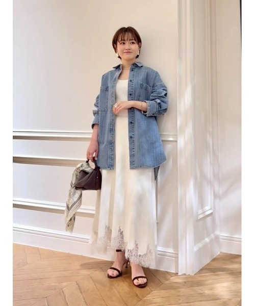 allureville（アルアバイル）の「レースドッキングニットスカート（スカート・レディース・アイボリー/ネイビー・2）」の3枚目の写真