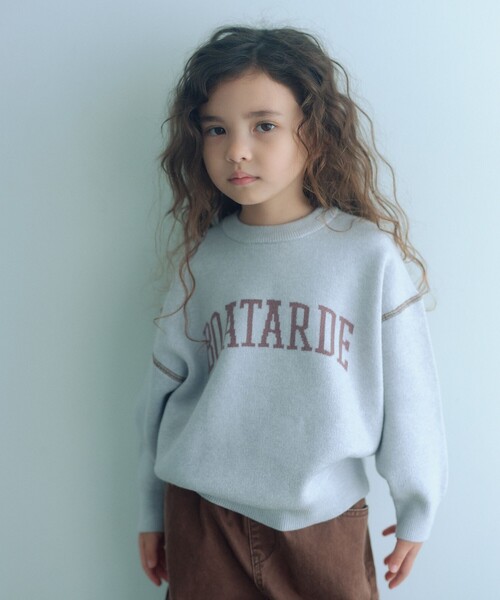green label relaxing（グリーンレーベルリラクシング）の「ロゴジャガード ニットプルオーバー / キッズ  100cm-160cm（ニット/セーター・キッズ・グレー系/ライム/ネイビー・140cm/120cm/100cm/160cm/110cm/150cm/130cm）」の2枚目の写真