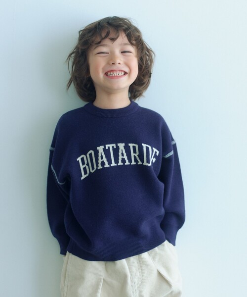 green label relaxing（グリーンレーベルリラクシング）の「ロゴジャガード ニットプルオーバー / キッズ  100cm-160cm（ニット/セーター・キッズ・グレー系/ライム/ネイビー・140cm/120cm/100cm/160cm/110cm/150cm/130cm）」の3枚目の写真