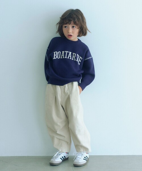 green label relaxing（グリーンレーベルリラクシング）の「ロゴジャガード ニットプルオーバー / キッズ  100cm-160cm（ニット/セーター・キッズ・グレー系/ライム/ネイビー・140cm/120cm/100cm/160cm/110cm/150cm/130cm）」の4枚目の写真