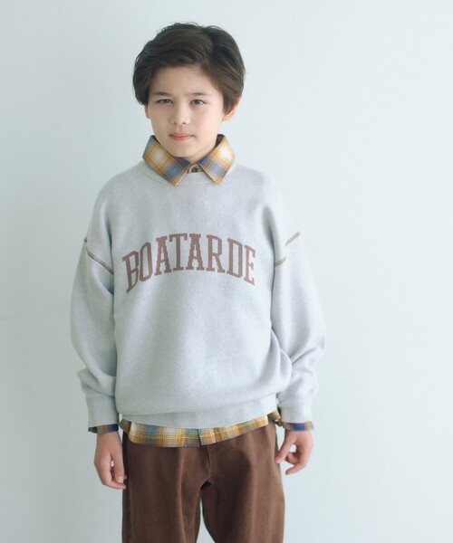 green label relaxing（グリーンレーベルリラクシング）の「ロゴジャガード ニットプルオーバー / キッズ  100cm-160cm（ニット/セーター・キッズ・グレー系/ライム/ネイビー・140cm/120cm/100cm/160cm/110cm/150cm/130cm）」の8枚目の写真