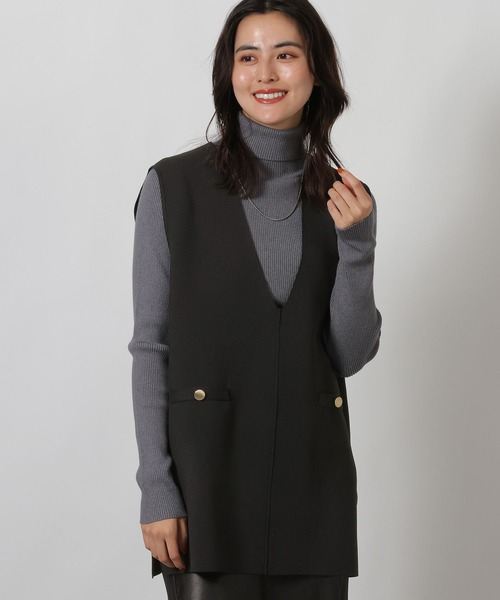 LAKOLE（ラコレ）の「Vネックロングベスト / 642218（ベスト・レディース・ブラック/アイボリー/イエロー・FREE）」の3枚目の写真