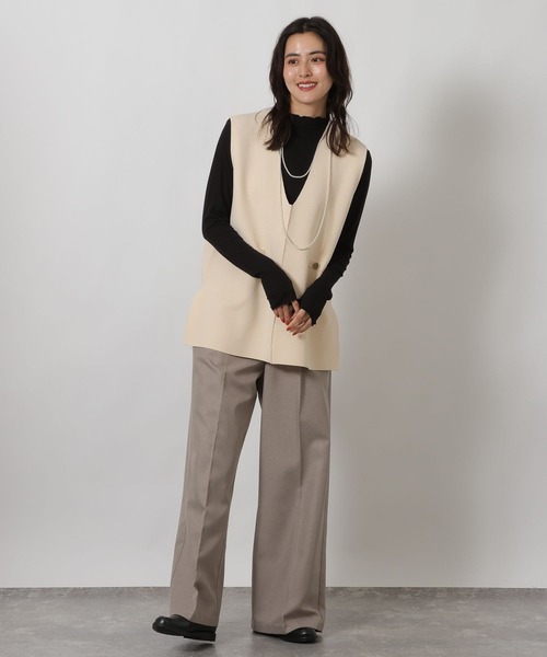 LAKOLE（ラコレ）の「Vネックロングベスト / 642218（ベスト・レディース・ブラック/アイボリー/イエロー・FREE）」の4枚目の写真