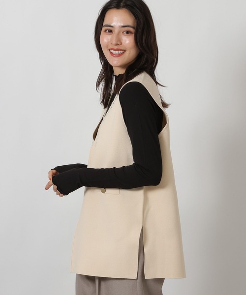 LAKOLE（ラコレ）の「Vネックロングベスト / 642218（ベスト・レディース・ブラック/アイボリー/イエロー・FREE）」の7枚目の写真