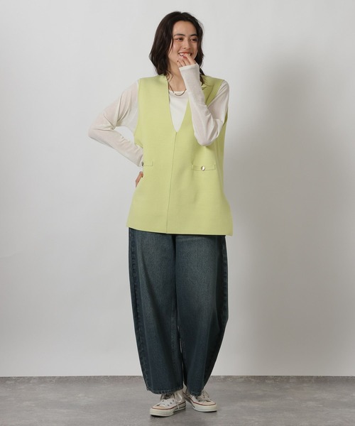 LAKOLE（ラコレ）の「Vネックロングベスト / 642218（ベスト・レディース・ブラック/アイボリー/イエロー・FREE）」の15枚目の写真