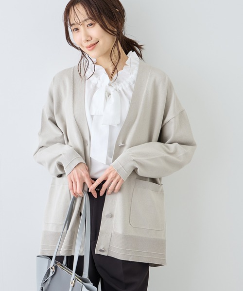 ROPE' PICNIC(ロペピクニック)の「Vネックミドル丈フォルムカーディガン(カーディガン/ボレロ・レディース・ライトグレー/ネイビー/ベージュ系その他3・FREE)」の2枚目の写真