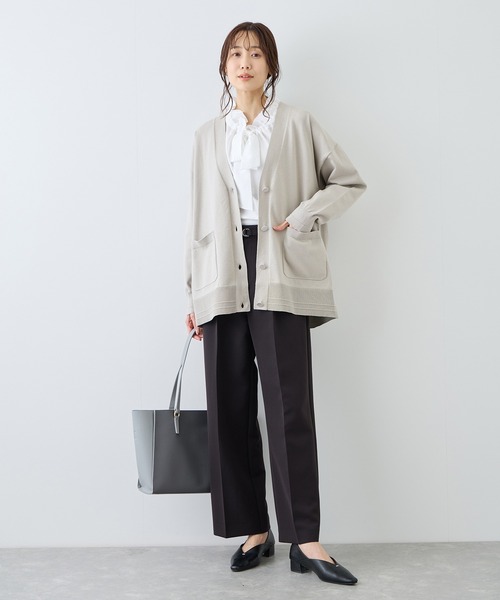 ROPE' PICNIC(ロペピクニック)の「Vネックミドル丈フォルムカーディガン(カーディガン/ボレロ・レディース・ライトグレー/ネイビー/ベージュ系その他3・FREE)」の4枚目の写真