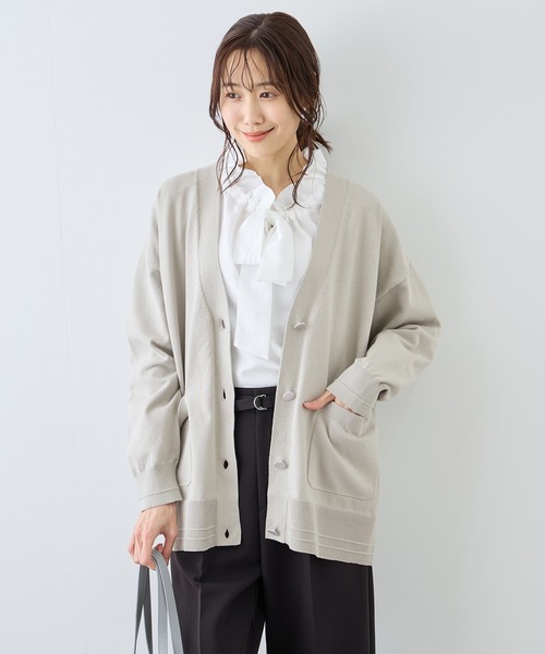 ROPE' PICNIC(ロペピクニック)の「Vネックミドル丈フォルムカーディガン(カーディガン/ボレロ・レディース・ライトグレー/ネイビー/ベージュ系その他3・FREE)」の7枚目の写真