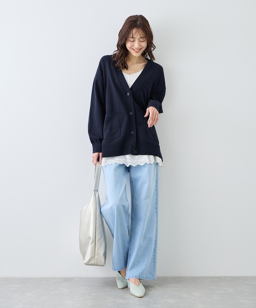 ROPE' PICNIC(ロペピクニック)の「Vネックミドル丈フォルムカーディガン(カーディガン/ボレロ・レディース・ライトグレー/ネイビー/ベージュ系その他3・FREE)」の10枚目の写真