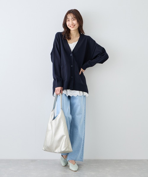 ROPE' PICNIC(ロペピクニック)の「Vネックミドル丈フォルムカーディガン(カーディガン/ボレロ・レディース・ライトグレー/ネイビー/ベージュ系その他3・FREE)」の11枚目の写真