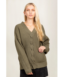 NEWIN（ニューイン）の「ルーズフィットVネックケーブルワッフルニットセーター（ニット/セーター）」