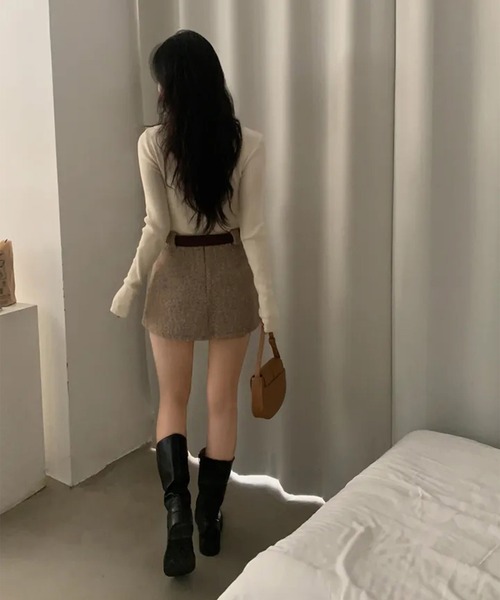 leune(ルネ)の「【インパン付き】ベルト付きボアスカート(スカート・レディース・オフホワイト/ベージュ・LARGE/MEDIUM/SMALL)」の12枚目の写真