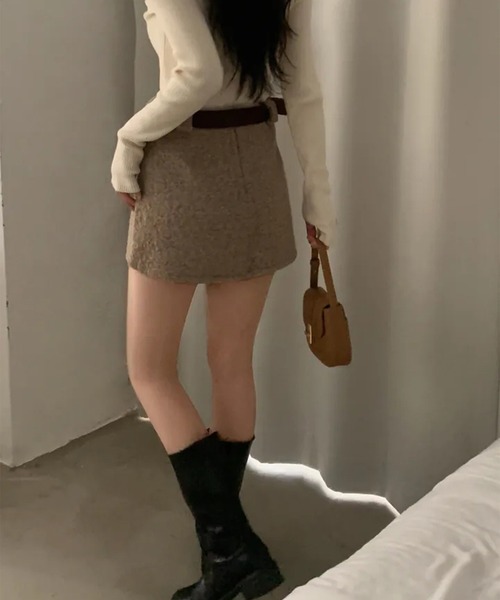 leune(ルネ)の「【インパン付き】ベルト付きボアスカート(スカート・レディース・オフホワイト/ベージュ・LARGE/MEDIUM/SMALL)」の13枚目の写真