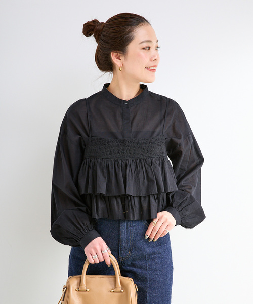 B.C STOCK（ベーセーストック）の「《追加2》《2点セット》ウォッシャブル / フリルキャミソールレイヤードブラウス（シャツ/ブラウス・レディース・ブラック系その他/ブルー系その他/ブラック/カーキ/ホワイト・FREE）」の9枚目の写真