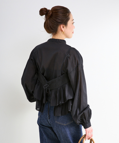 B.C STOCK（ベーセーストック）の「《追加2》《2点セット》ウォッシャブル / フリルキャミソールレイヤードブラウス（シャツ/ブラウス・レディース・ブラック系その他/ブルー系その他/ブラック/カーキ/ホワイト・FREE）」の11枚目の写真