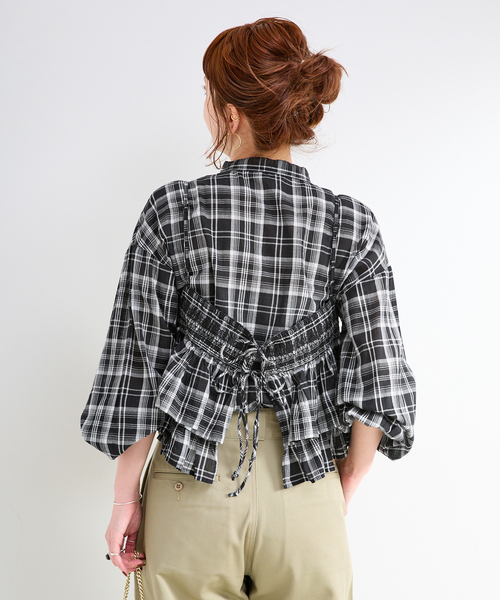 B.C STOCK（ベーセーストック）の「《追加2》《2点セット》ウォッシャブル / フリルキャミソールレイヤードブラウス（シャツ/ブラウス・レディース・ブラック系その他/ブルー系その他/ブラック/カーキ/ホワイト・FREE）」の17枚目の写真