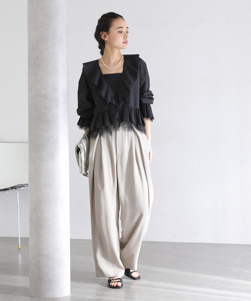 La TOTALITE（ラトータリテ）の「【洗える】レースブラウス（シャツ/ブラウス・レディース・ホワイト/ブラック・FREE）」の6枚目の写真