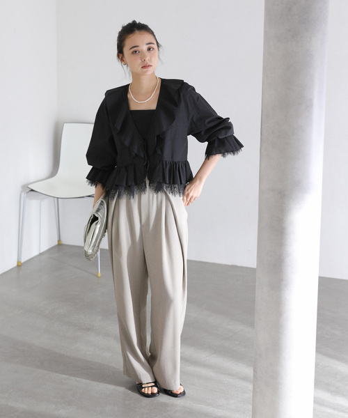 La TOTALITE（ラトータリテ）の「【洗える】レースブラウス（シャツ/ブラウス・レディース・ホワイト/ブラック・FREE）」の7枚目の写真