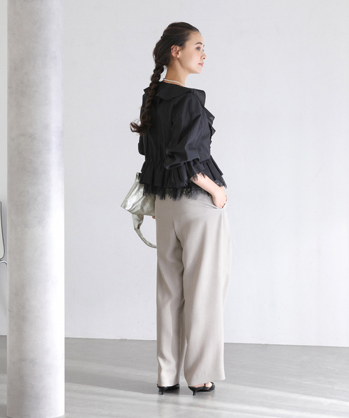 La TOTALITE（ラトータリテ）の「【洗える】レースブラウス（シャツ/ブラウス・レディース・ホワイト/ブラック・FREE）」の9枚目の写真