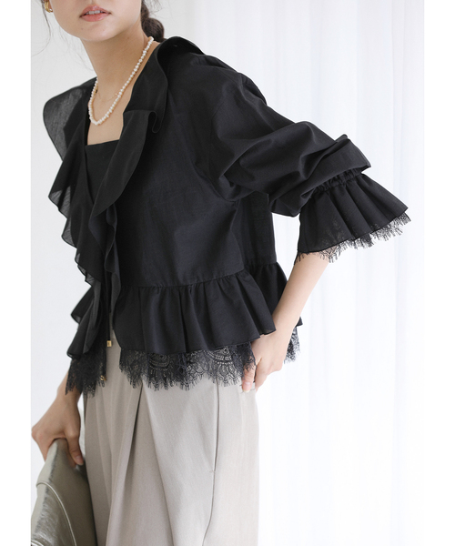 La TOTALITE（ラトータリテ）の「【洗える】レースブラウス（シャツ/ブラウス・レディース・ホワイト/ブラック・FREE）」の10枚目の写真