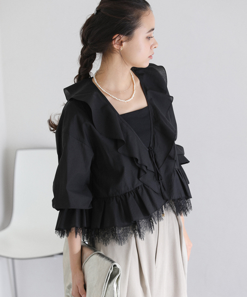 La TOTALITE（ラトータリテ）の「【洗える】レースブラウス（シャツ/ブラウス・レディース・ホワイト/ブラック・FREE）」の11枚目の写真