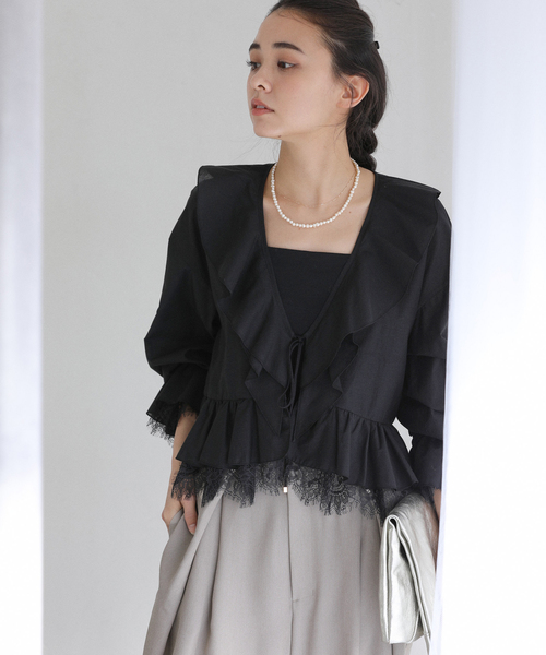 La TOTALITE（ラトータリテ）の「【洗える】レースブラウス（シャツ/ブラウス・レディース・ホワイト/ブラック・FREE）」の12枚目の写真