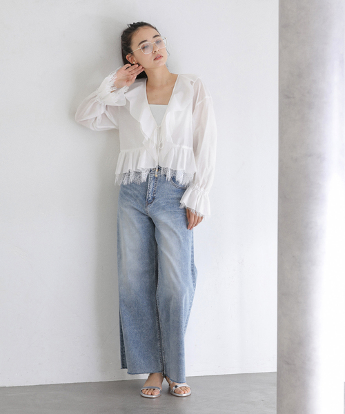 La TOTALITE（ラトータリテ）の「【洗える】レースブラウス（シャツ/ブラウス・レディース・ホワイト/ブラック・FREE）」の13枚目の写真