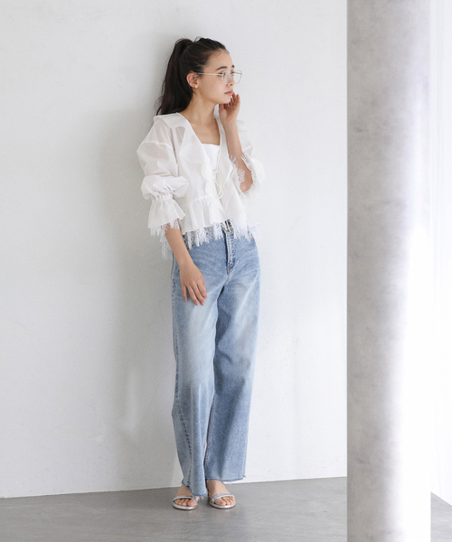 La TOTALITE（ラトータリテ）の「【洗える】レースブラウス（シャツ/ブラウス・レディース・ホワイト/ブラック・FREE）」の14枚目の写真