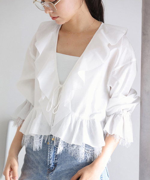 La TOTALITE（ラトータリテ）の「【洗える】レースブラウス（シャツ/ブラウス・レディース・ホワイト/ブラック・FREE）」の17枚目の写真