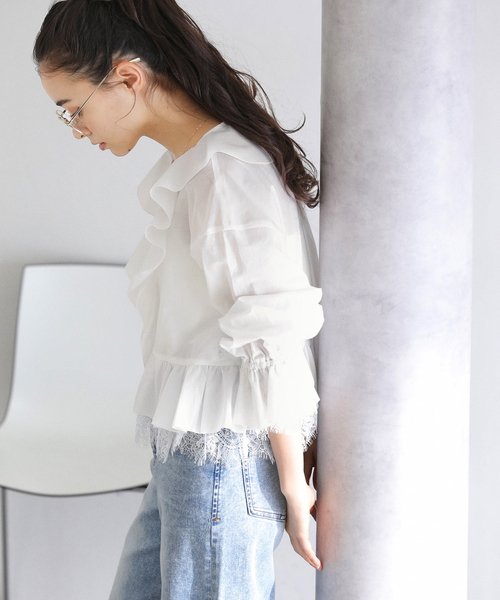 La TOTALITE（ラトータリテ）の「【洗える】レースブラウス（シャツ/ブラウス・レディース・ホワイト/ブラック・FREE）」の18枚目の写真